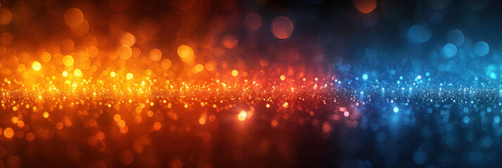 Obraz premium An abstract fiery horizon merging warm and cool hues with a glitter effect.