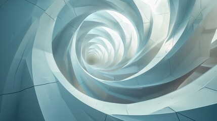 A blue and white spiral tunnel.