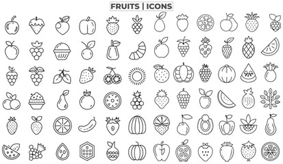 Fruits line icon Set. Fruits Outline icon collection vector.