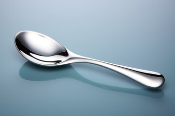 generated illustration  silver spoon against gray background