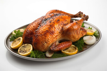 generated illustration Roast turkey isolated on white background.