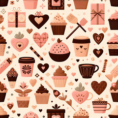 かわいいバレンタインデーの背景パターン