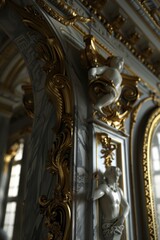Obraz premium Baroque, barocco ornate marble ceiling non linear reformation design. elaborate ceiling with intricate accents depicting classic elegance and architectural beauty