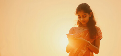 Young indian girl using smartphone