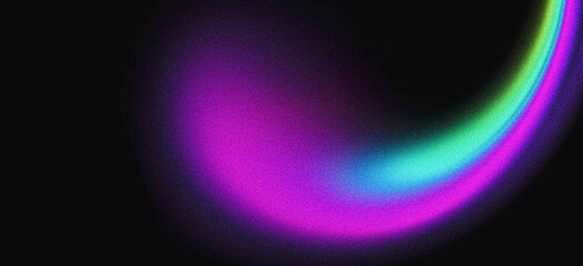 Abstract grainy background, purple blue green blue vibrant color wave black backdrop, noisy texture poster banner design