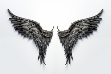 Obraz premium Spreading dark brown wings isolated on white background