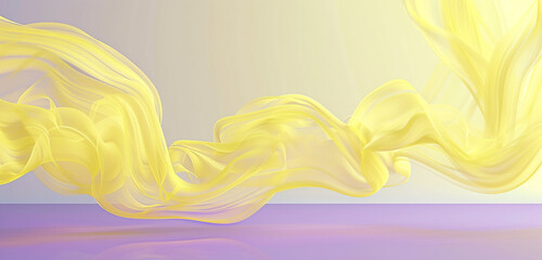 Light yellow smoke abstract background swirls above a deep lavender floor.