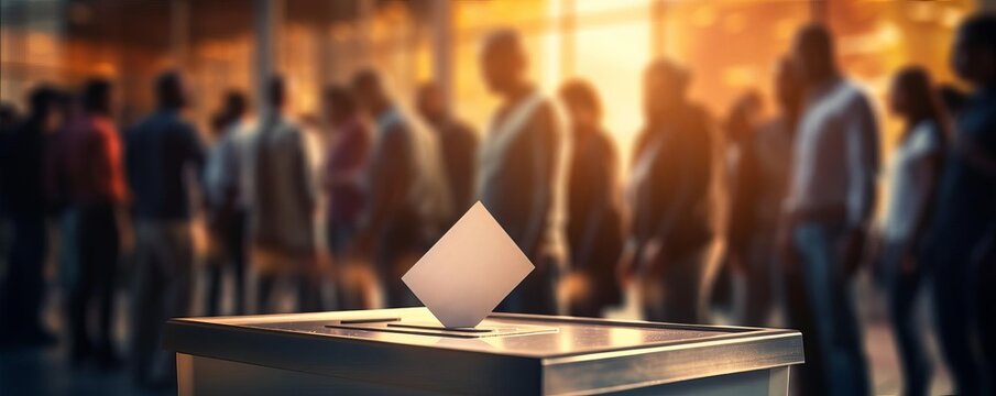 Voters line up to cast their ballots in a close election. The future of the country is at stake. Every vote counts.