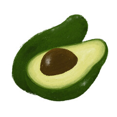 Avocado Sliced Hand Drawn Illustration Image