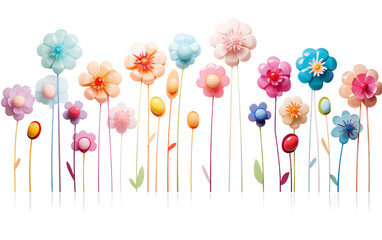 Floral Balloons Resembling Blooming Flowers Isolated On Transparent Background PNG.