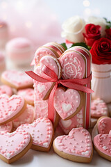 Sweet heart-shaped cookies for Valentine's Day.