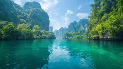 A turquoise blue lake on a tropical island
