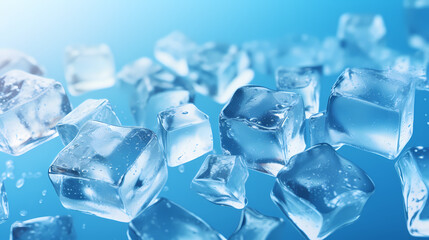 Obraz premium Ice cubes, light blue background