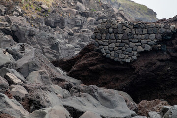 close-up details of the island of Stromboli
