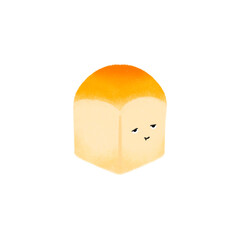 cute good morning shokupan white bread breakfast character hand drawn style food recipe cookbook picture book children's book food culture menu trendy illustrations with transparent background PNG