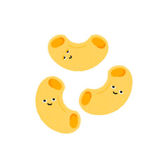 cute kiddy cartoonish sleepy macaroni character Italian pasta hand drawn style food recipe cookbook picture book children's book food culture menu trendy illustrations with transparent background PNG