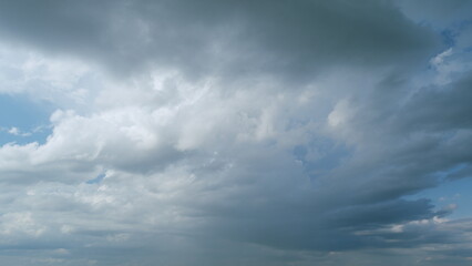 Heavy rain before a storm. Tornado cloud. Beautiful rainy dark storm clouds. Timelapse.