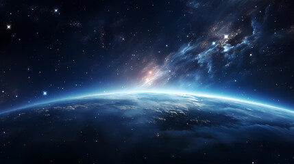 The night sky is filled with stars and clouds, creating an ethereal atmosphere