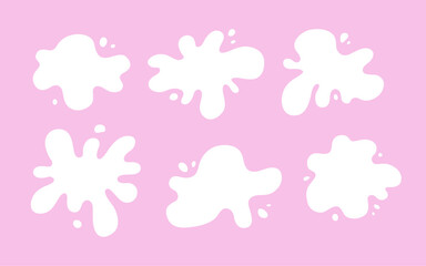 Set flat milk splash. Vector illustration. Design elements. Backgrounds for text. Isolated vector shapes.