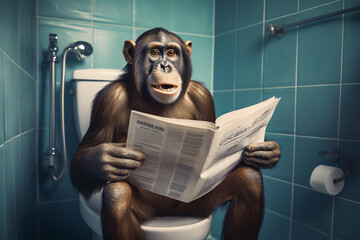 chimpanzee on toilet, AI generated