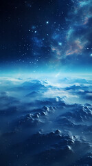 Fototapeta premium The night sky is filled with stars and clouds, creating an ethereal atmosphere