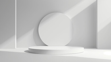 A 3D rendering of a white podium