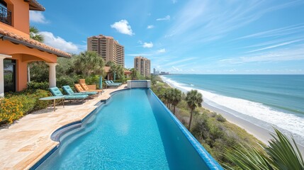 Fototapeta premium Oceanfront Pool by High-Rise Buildings