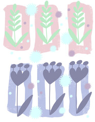 illustration of a set of hand drawn flowers