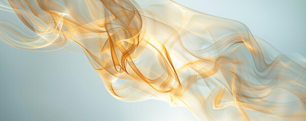 Soft gold smoke abstract background against a pale blue background, delicate and fine.