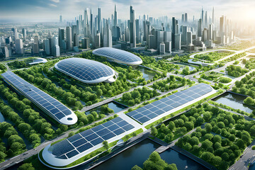 panels on the roof, The Magnificent Vision of Tomorrow's Green Urban Landscape