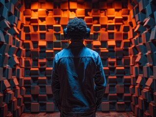 Soundproofing Engineer at Work in Anechoic Chamber Generative AI