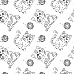 Line art style cats template, lines, claw prints, scratches, tangle, vector illustration	