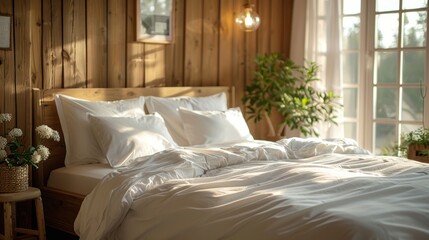 Serene Bedroom Scene: A Fresh Start to the Day Generative AI