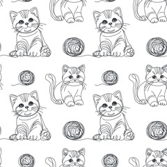 Line art style cats template, lines, claw prints, scratches, tangle, vector illustration	