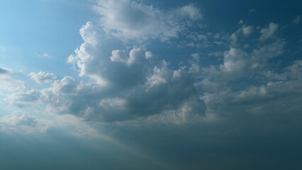 Nature weather blue sky. Beautiful cloud blue sky with clouds. Meteorology topic. Time lapse.