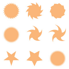 Star burst sticker set. Black flat price tags explosion silhouettes, starburst retro sale badge. Vector illustration star blank label, stickers emblem on white for promo offer sales coupon, banner