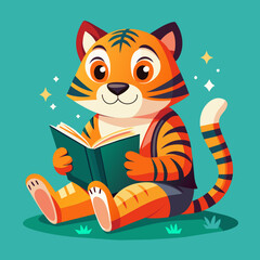 tiger-is-sitting-reading-a-book