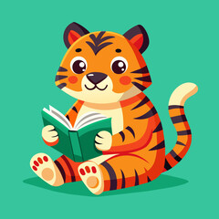 tiger-is-sitting-reading-a-book