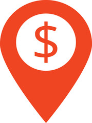 Map pointer with Dollar icon isolated on white background . Bank location symbol vector . Location pin with dollar sign