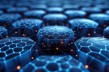 Obraz premium A digitally enhanced image of a hexagonal pattern with orange highlights suggesting technological connectivity