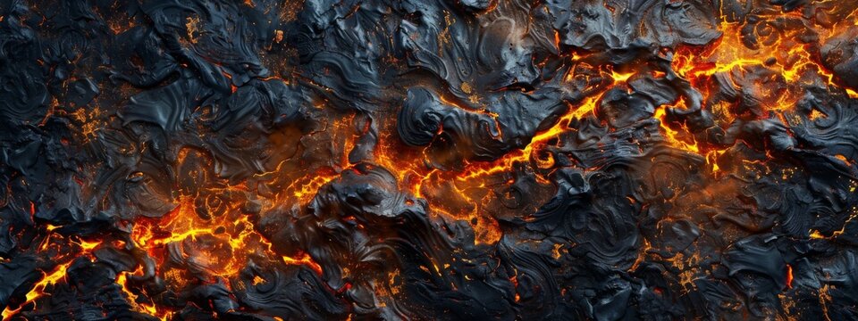 Lava from a volcano flows slowly over rocks.