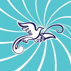 Dove of Peace bird boho naive funky handdrawn style art