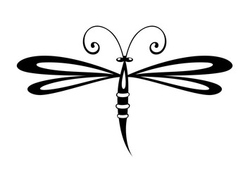 Dragonfly silhouette. beautiful insect sign and symbol.