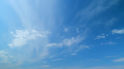 Sky with bautiful silky clouds. Puffy fluffy cumulus or cirrocumulus clouds. Timelapse.