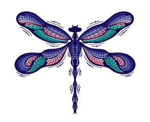 Dragonfly silhouette. beautiful insect sign and symbol. Vector illustration