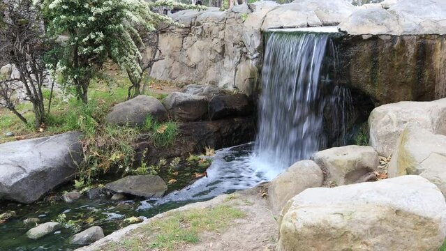 Los Angeles, California: Waterfall with Stream at Kenneth Hahn State Recreation Area, a State Park unit of California in the Baldwin Hills Mountains of Los Angeles