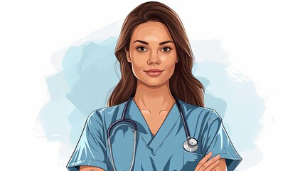 2d flat illustration design of medical nurse in uniform isolated