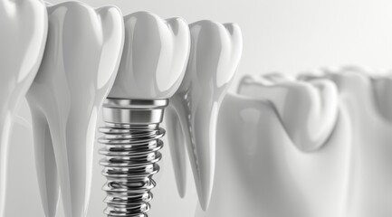 Close-up of dental implant in jaw model