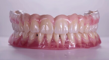 Full set of upper and lower acrylic dentures