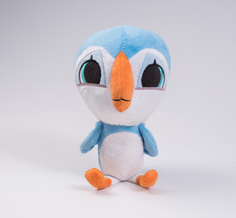 Soft toy. Blue chick on a white background.